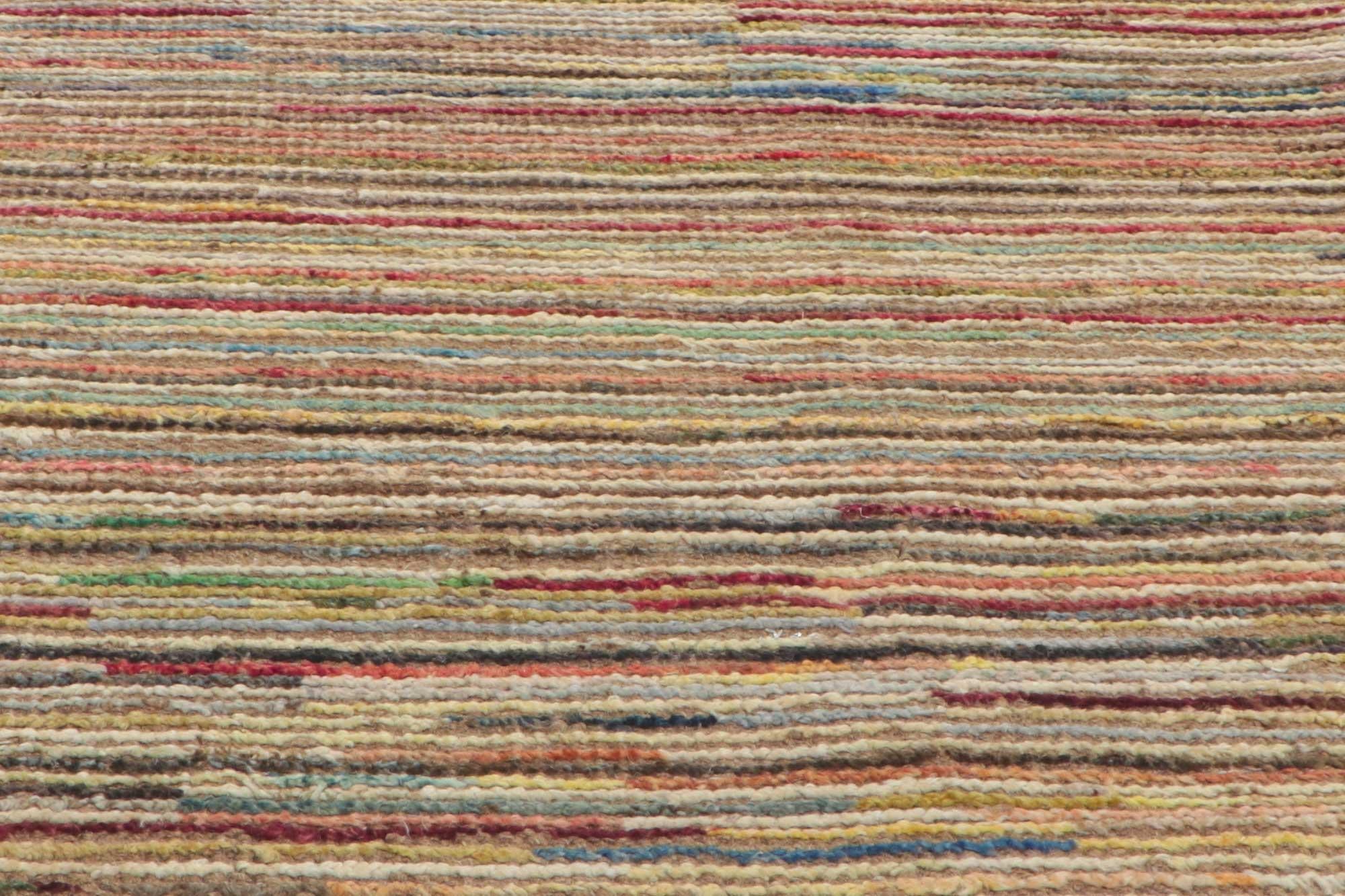 Contemporary Short Pile Moroccan Runner, Tribal Enchantment Meets Midcentury Modern Style For Sale