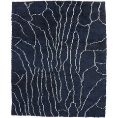 New Contemporary Navy Blue Moroccan Style Rug