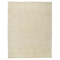 New Moroccan Style High-Low Ivory Rug