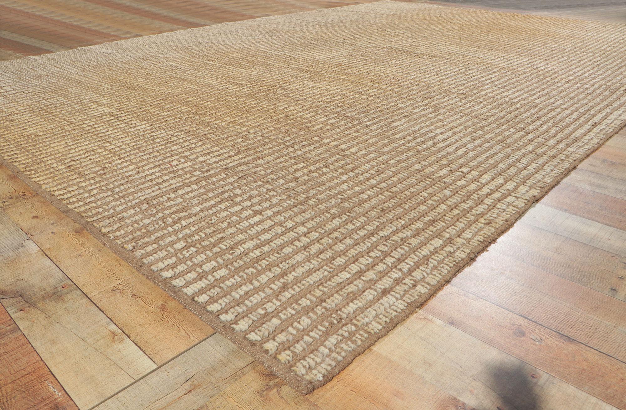 Wool Large Neutral Moroccan Rug Short Pile, Organic Modern Meets Subtle Shibui For Sale