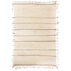 New Moroccan White and Black Wool Rug with Pile