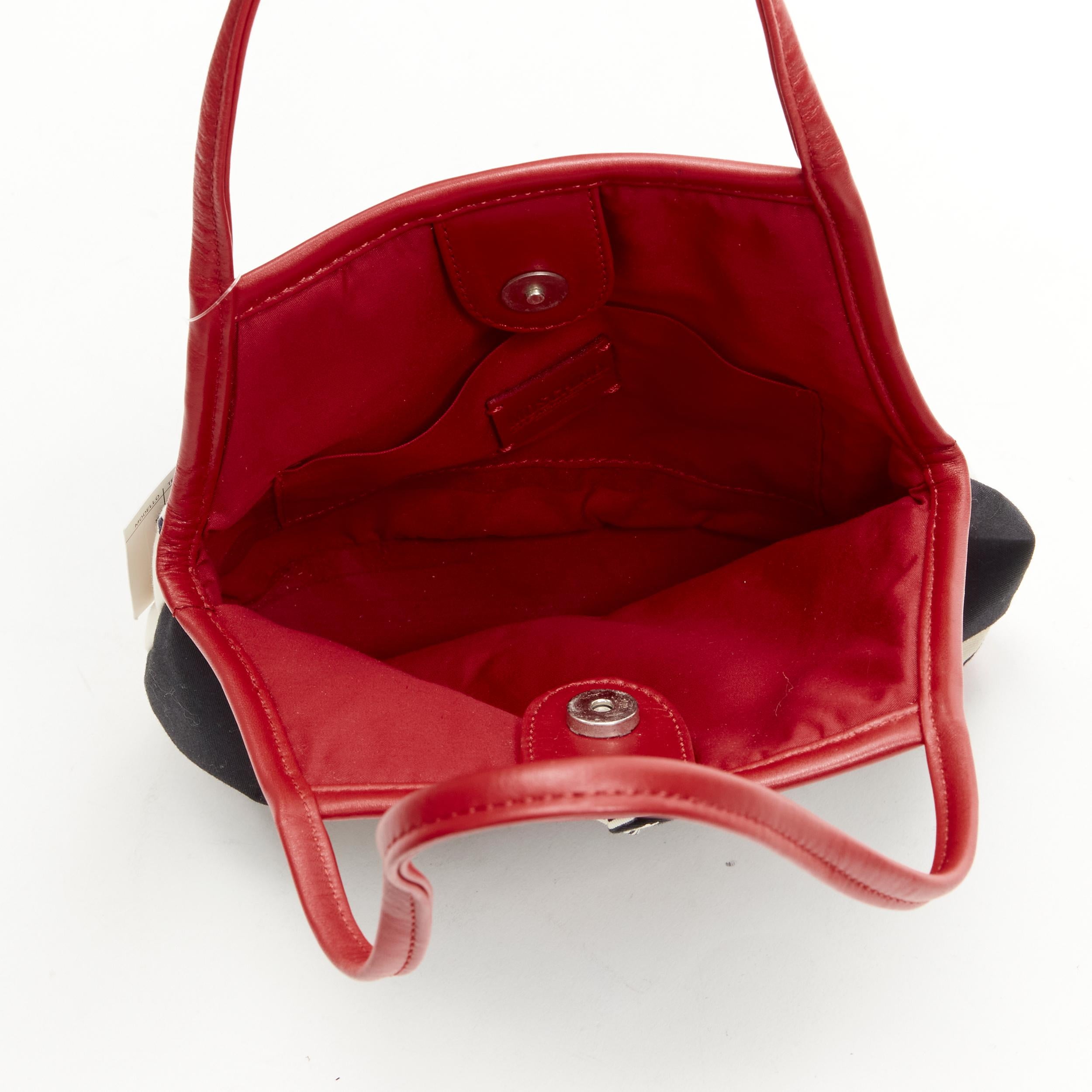 new MOSCHINO Cheap Chic Japonais print cotton red leather trim bag 5