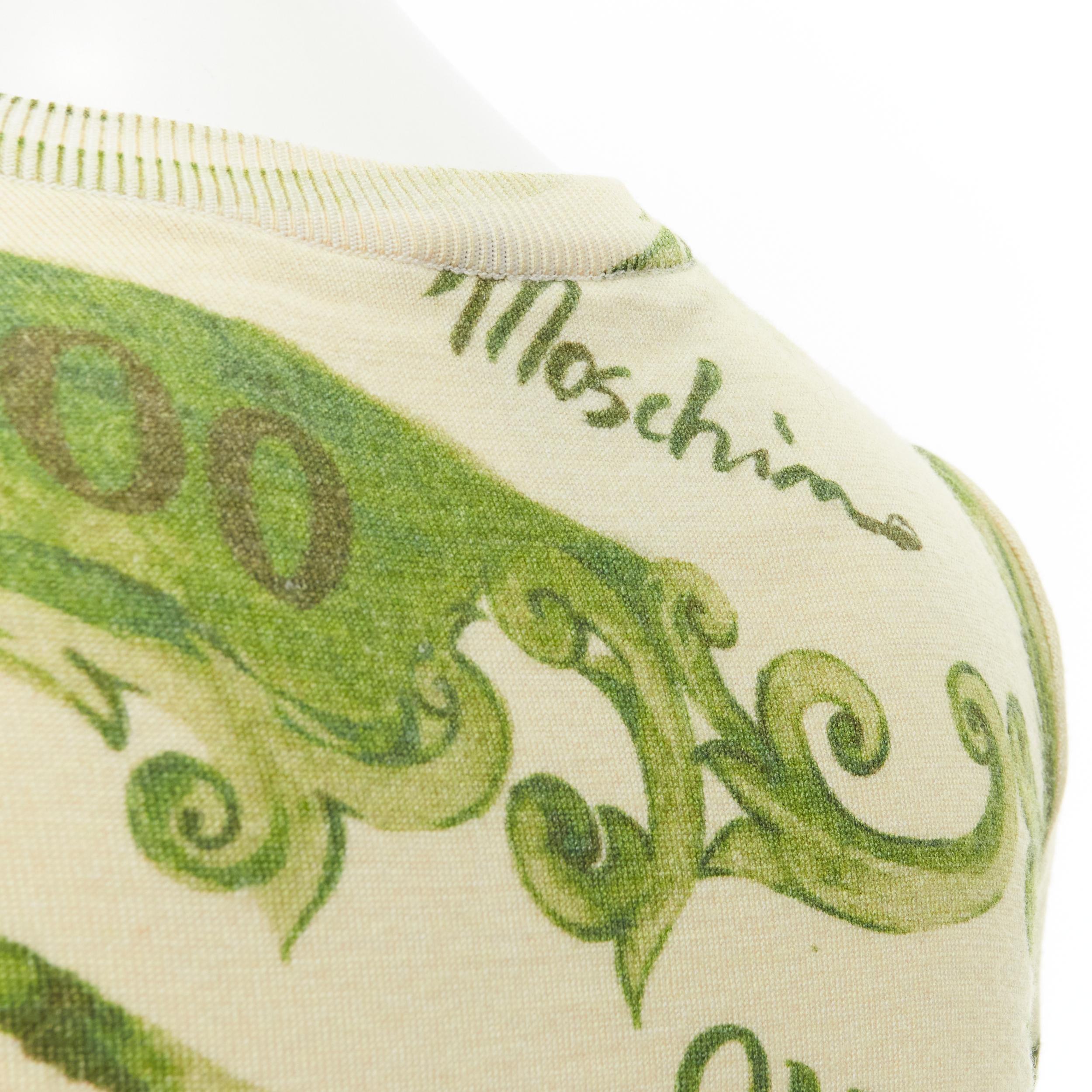 Women's new MOSCHINO Couture! 2019 Green Million Dollar Bill print ruched mini dress 