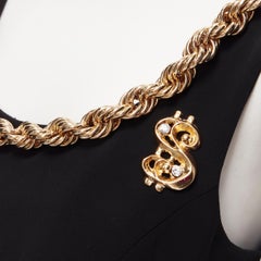 new MOSCHINO Couture! 2019 Runway gold crystal dollar sign dress Kylie IT40 S