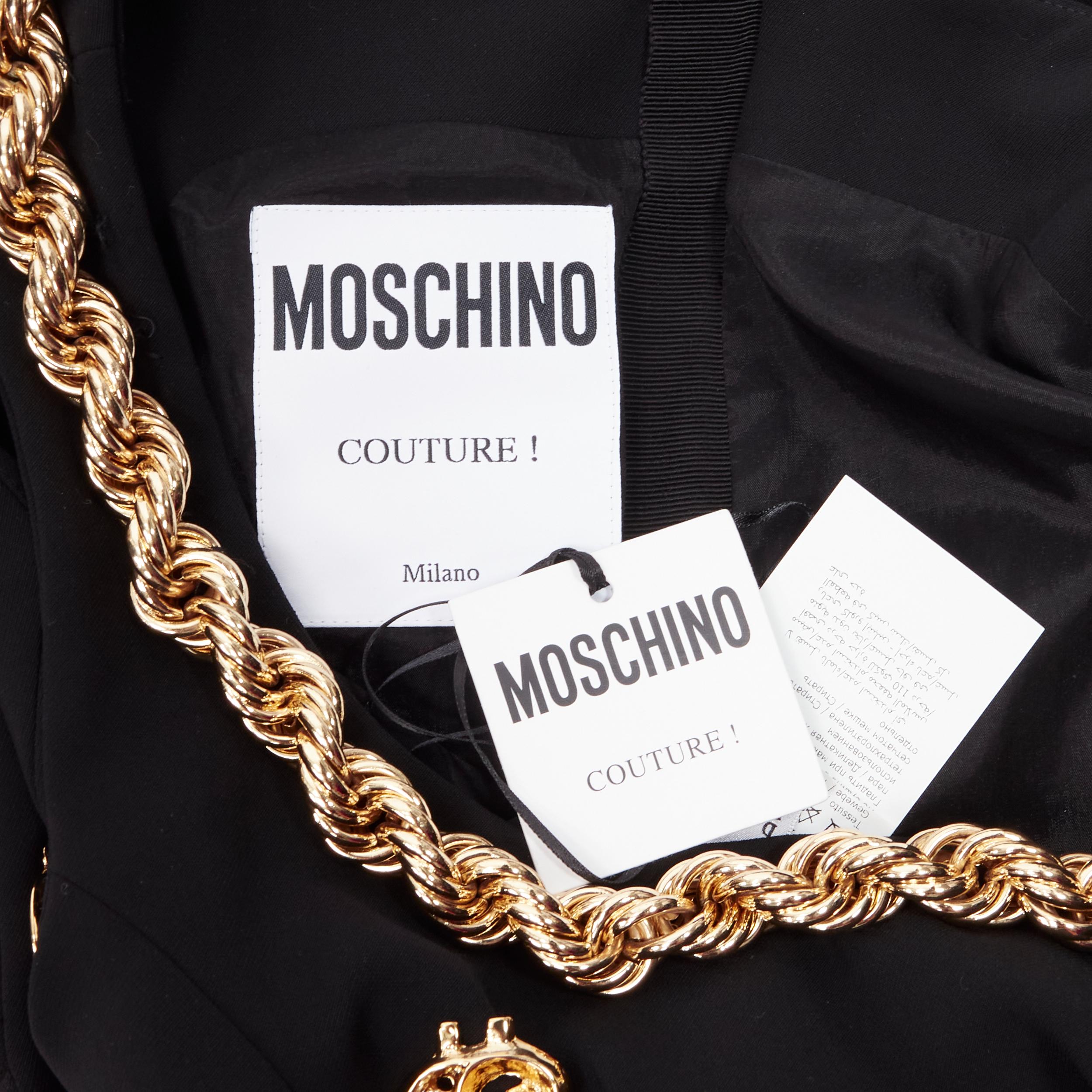 new MOSCHINO Couture! 2019 Runway gold crystal dollar sign dress Kylie IT40 S 1