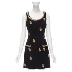 new MOSCHINO Couture! 2019 Runway gold crystal dollar sign dress Kylie IT40 S