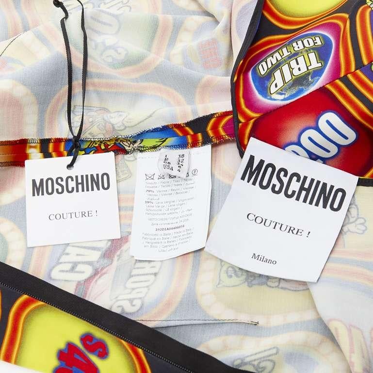 new MOSCHINO Couture! 2019 Runway Good Luck Trolls Gameshow maxi dress IT40 S For Sale 5