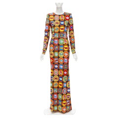 new MOSCHINO Couture! 2019 Runway Good Luck Trolls Gameshow print maxi gown 