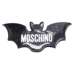 new MOSCHINO COUTURE black patent leather logo Halloween Bat  crossbody bag