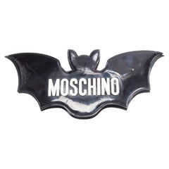 new MOSCHINO COUTURE black patent leather logo Halloween Bat crossbody bag