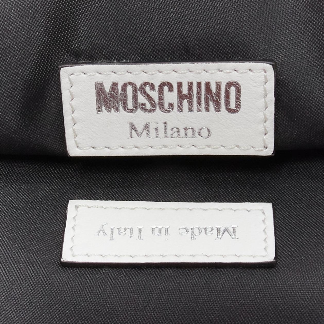 new MOSCHINO COUTURE Runway white Friendly Ghost smile silver chain wrist purse For Sale 5