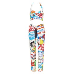 new MOSCHINO Couture! Runway Y2K Powerpuff girls pop print bustier pants set IT3
