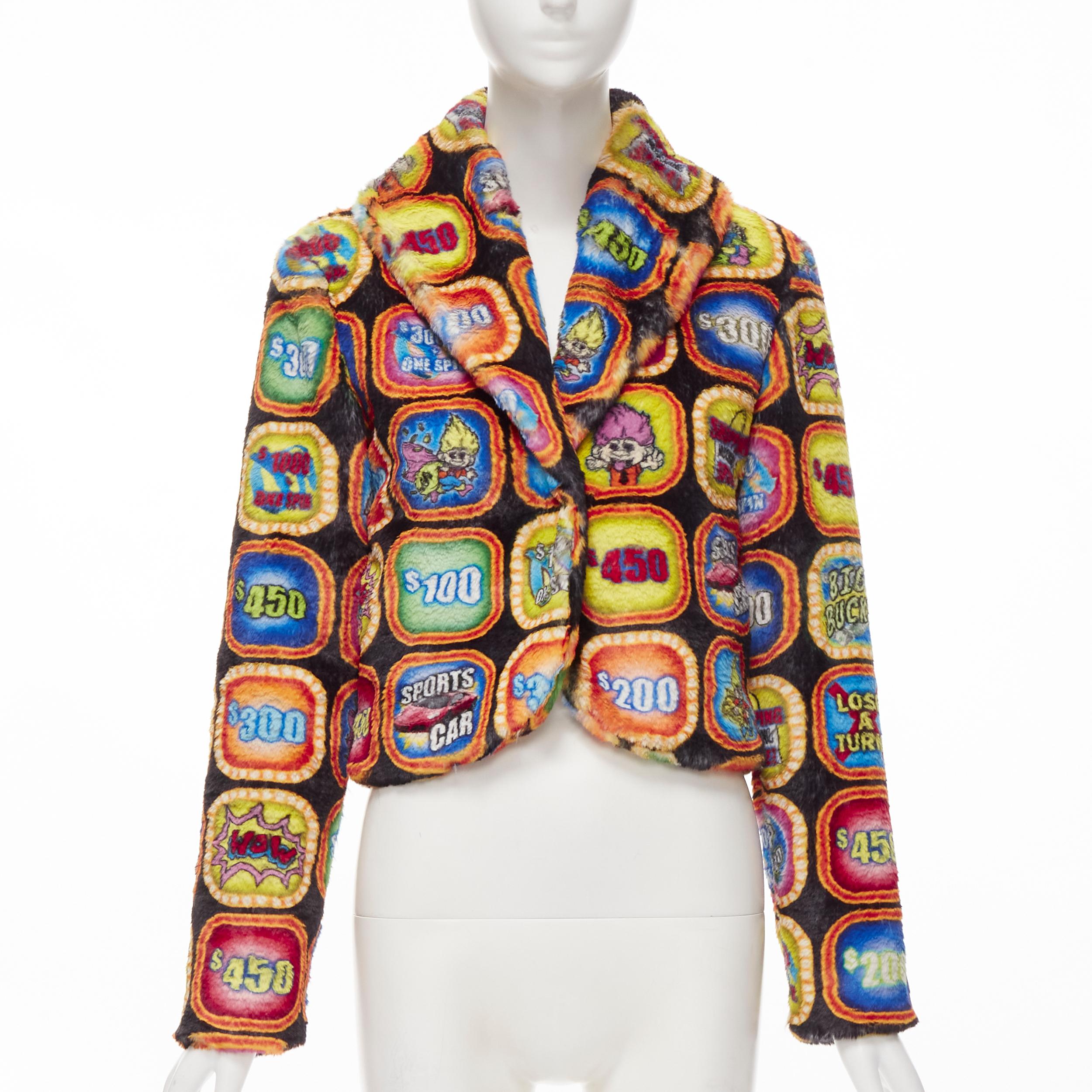 Brown new MOSCHINO Couture! TROLLS 2019 Runway Game Show faux fur jacket IT40 M