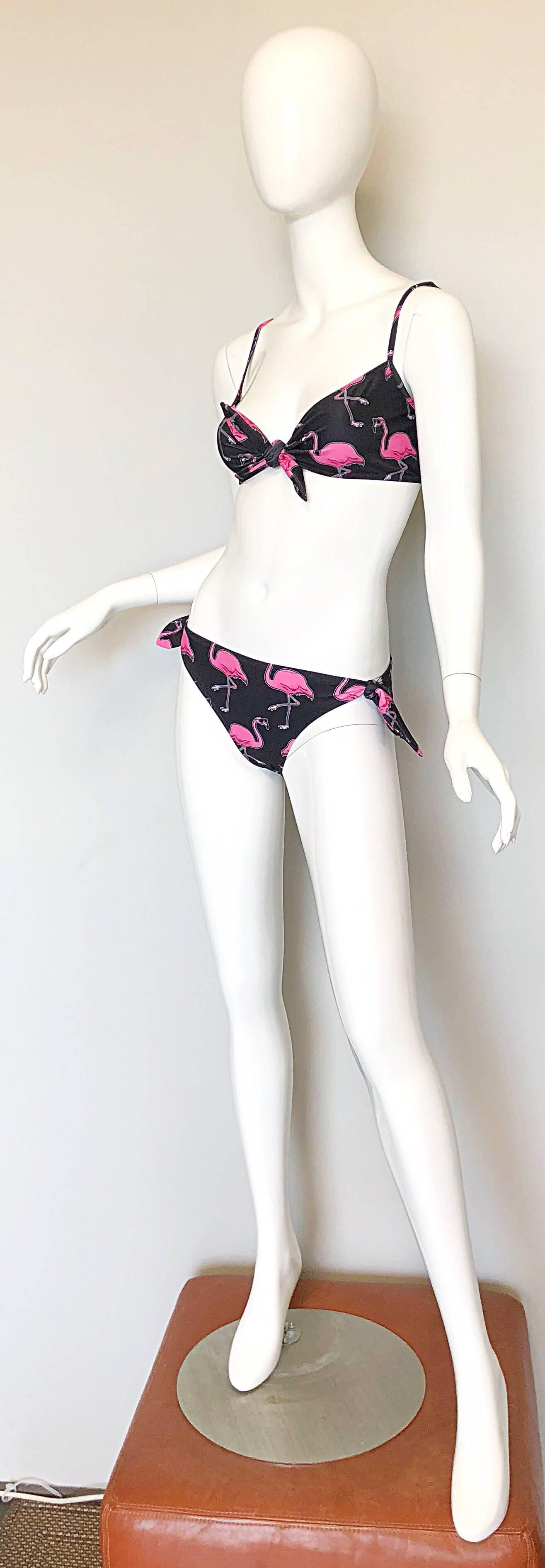 pink and black bathing suit