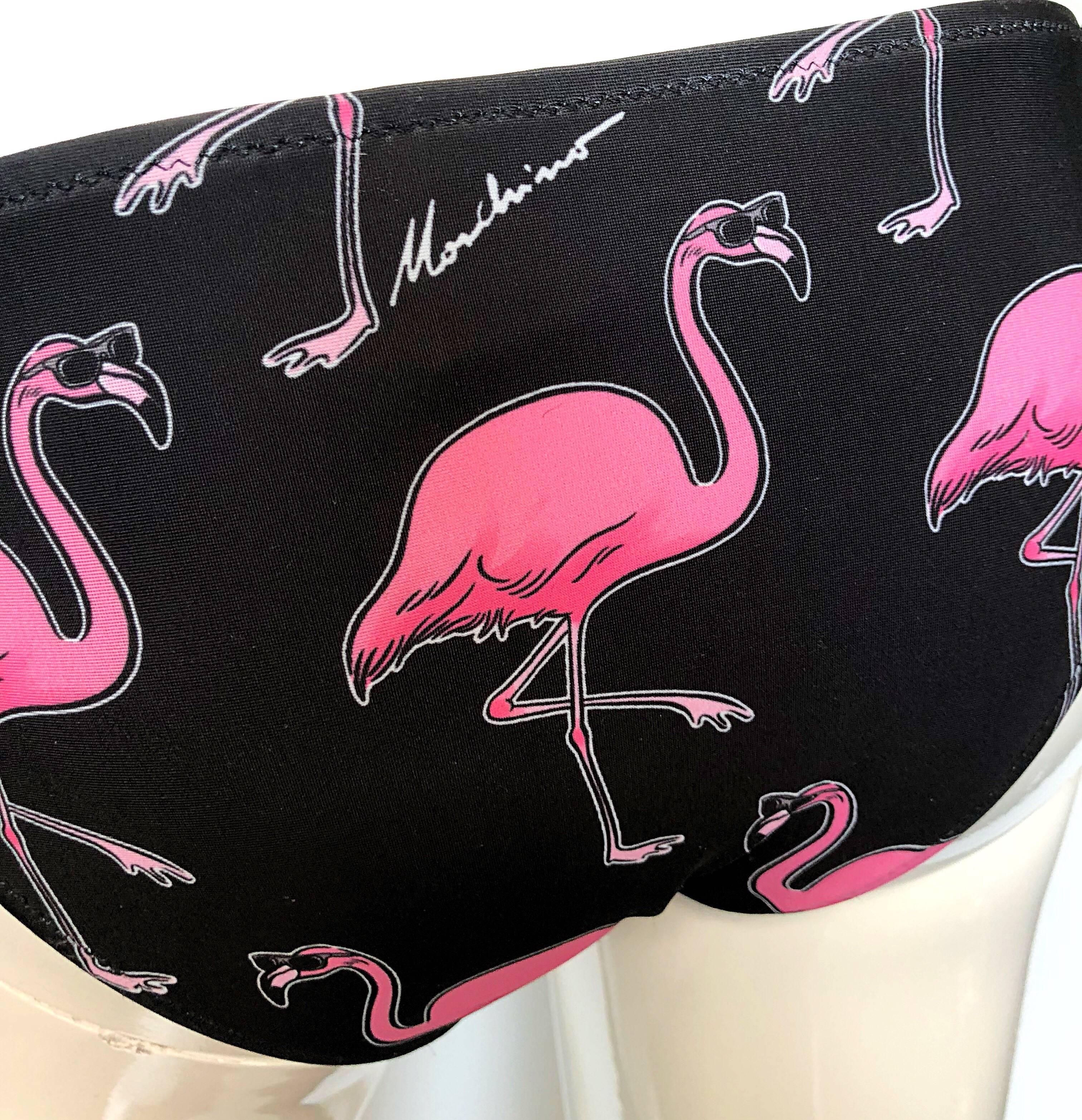 Moschino by Jeremy Scott Dancing Flamingos Pink and Black Bikini Swimsuit  1