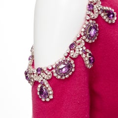 MOSCHINO fuschia-rosa Kaschmir-Kristall-Schulterjacke IT38