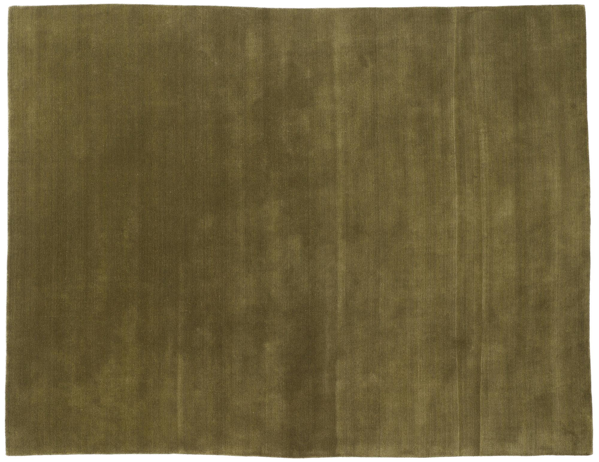 New Moss-Olive Green Contemporary Biophilic Wool Rug, 09'01 x 11'08 For Sale 4