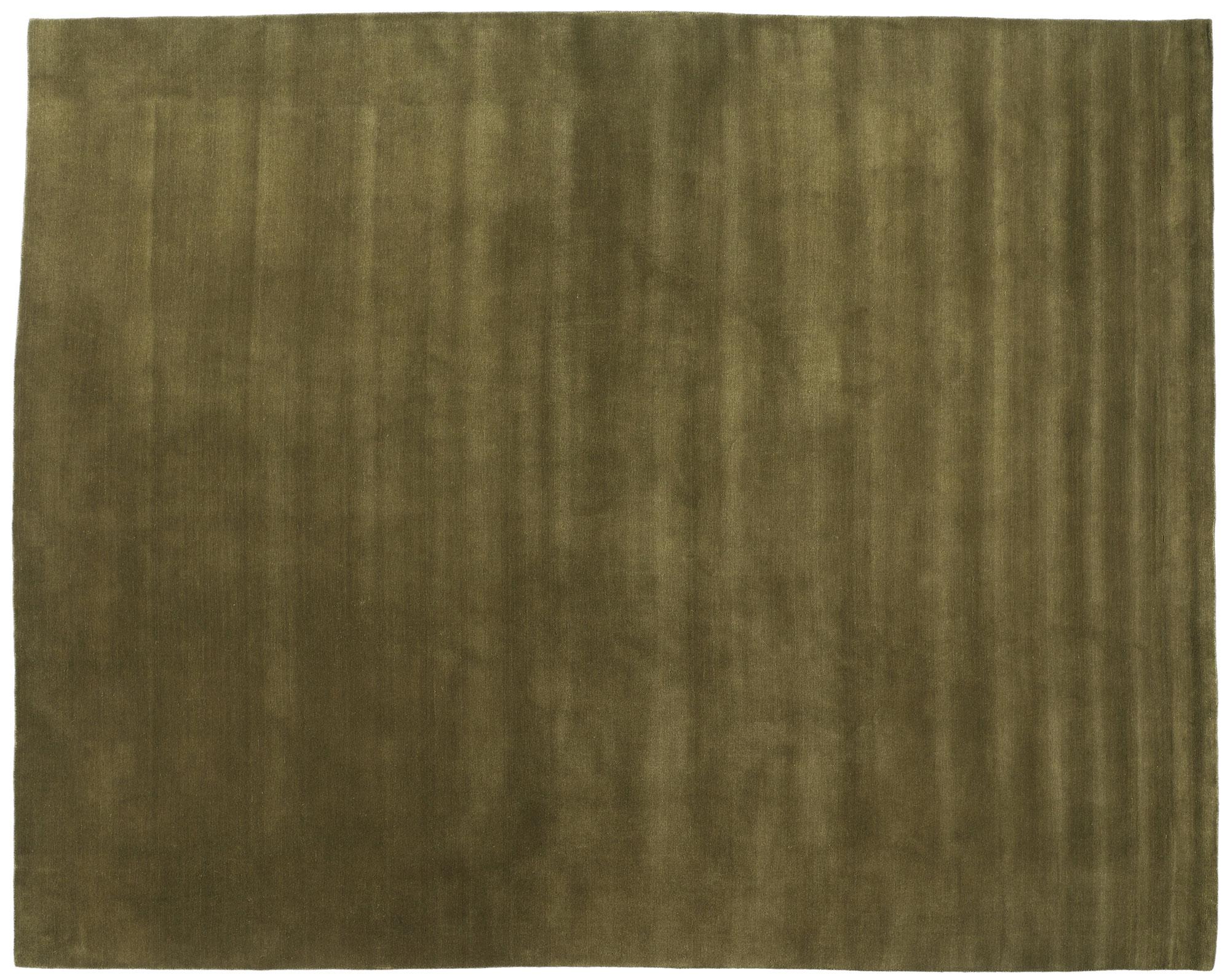 Nueva Alfombra Contemporánea de Lana Biofílica Verde Oliva Musgo en venta 3