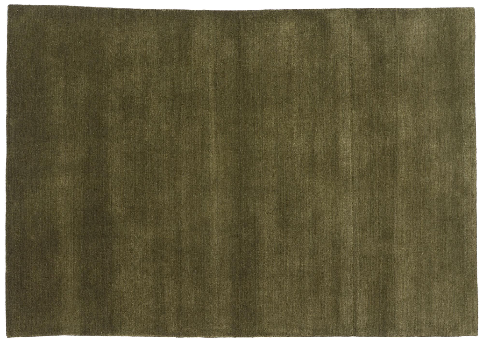 New Moss-Olive Green Contemporary Biophilic Wool Rug For Sale 4
