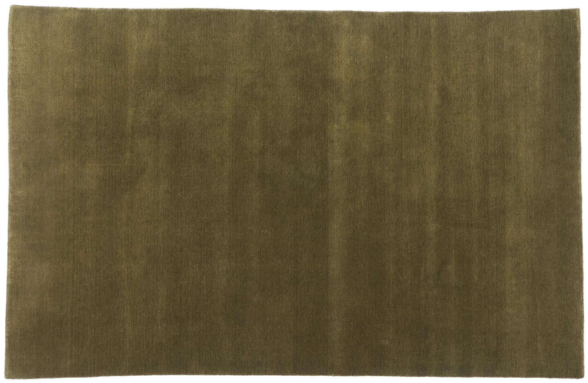 New Moss-Olive Green Contemporary Biophilic Wool Rug For Sale 4