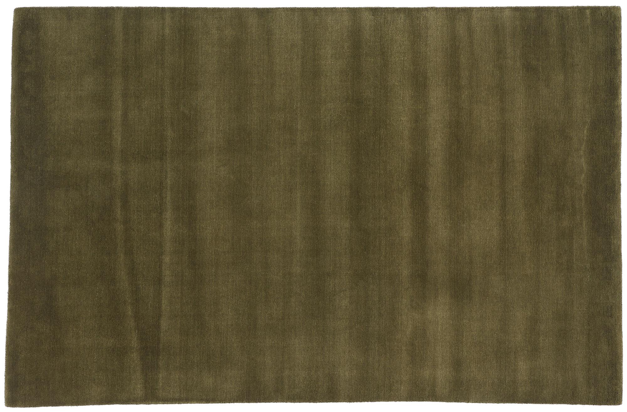 New Moss-Olive Green Contemporary Biophilic Wool Rug For Sale 4