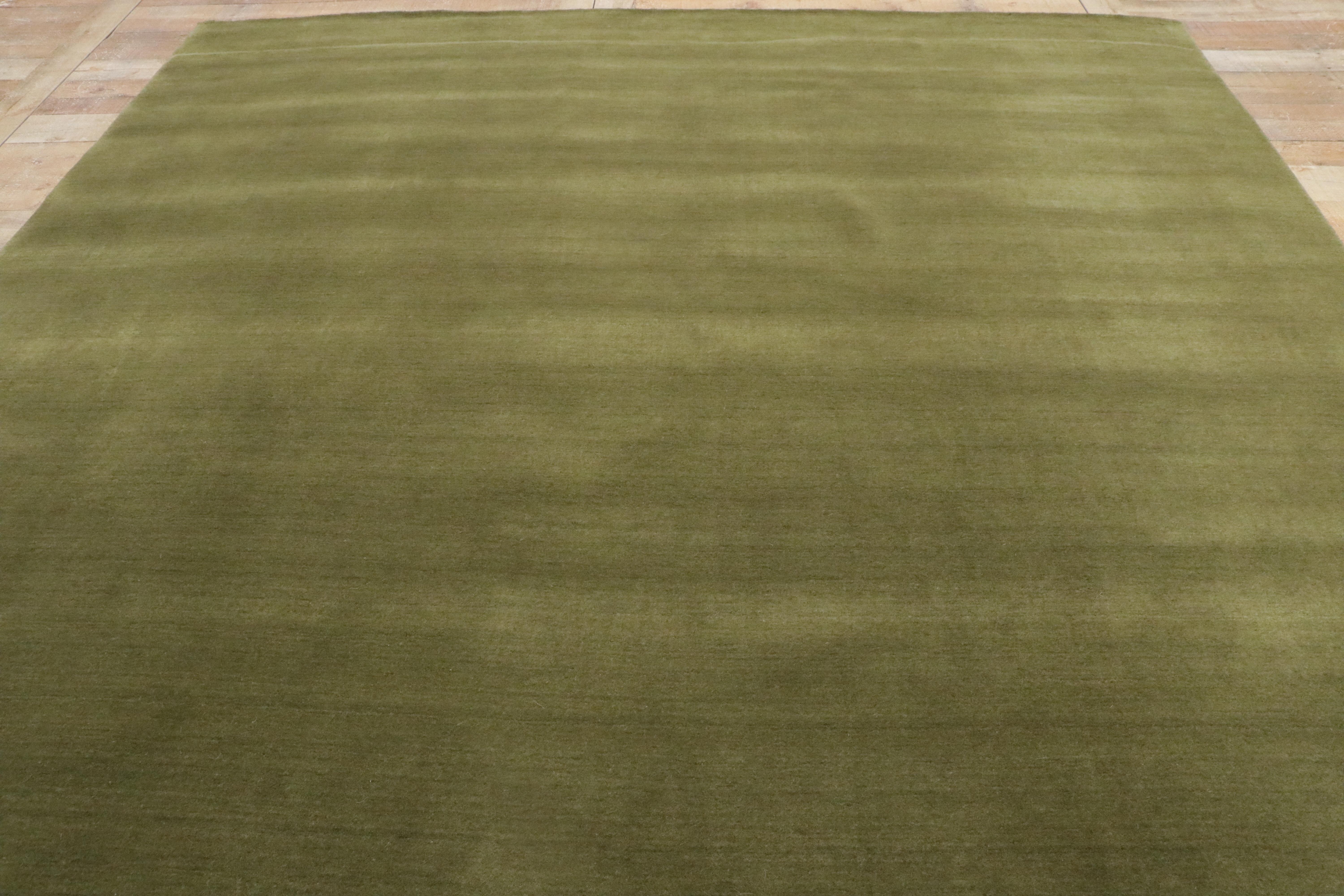 New Moss-Olive Green Tappeto di lana biofilico contemporaneo in vendita 5