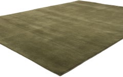 New Moss-Olive Green Contemporary Biophilic Wool Rug