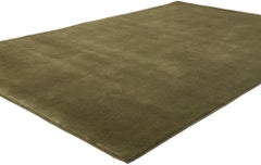New Moss-Olive Green Contemporary Biophilic Wool Rug