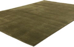 New Moss-Olive Green Contemporary Biophilic Wool Rug