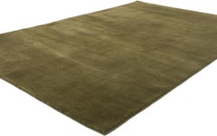 New Moss-Olive Green Contemporary Biophilic Wool Rug