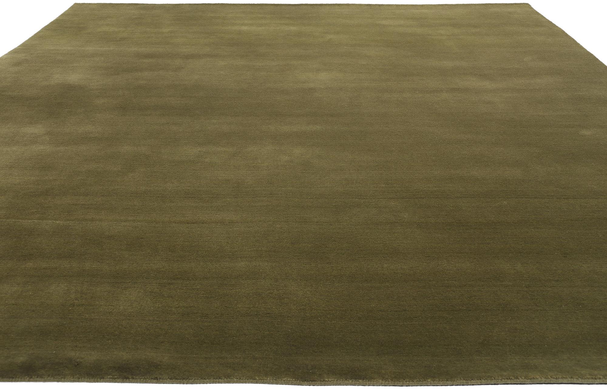Organic Modern New Moss-Olive Green Contemporary Biophilic Wool Rug, 09'01 x 11'08 For Sale