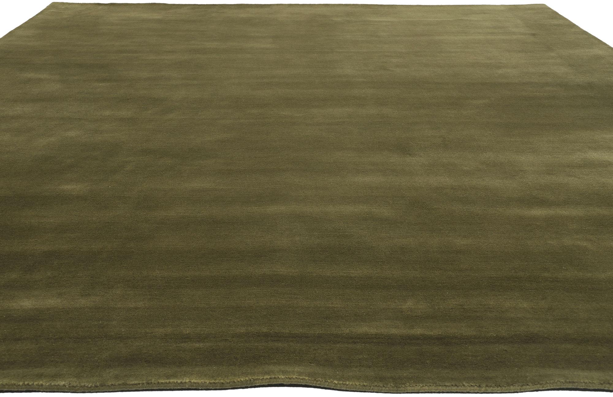 Nueva Alfombra Contemporánea de Lana Biofílica Verde Oliva Musgo Moderno en venta