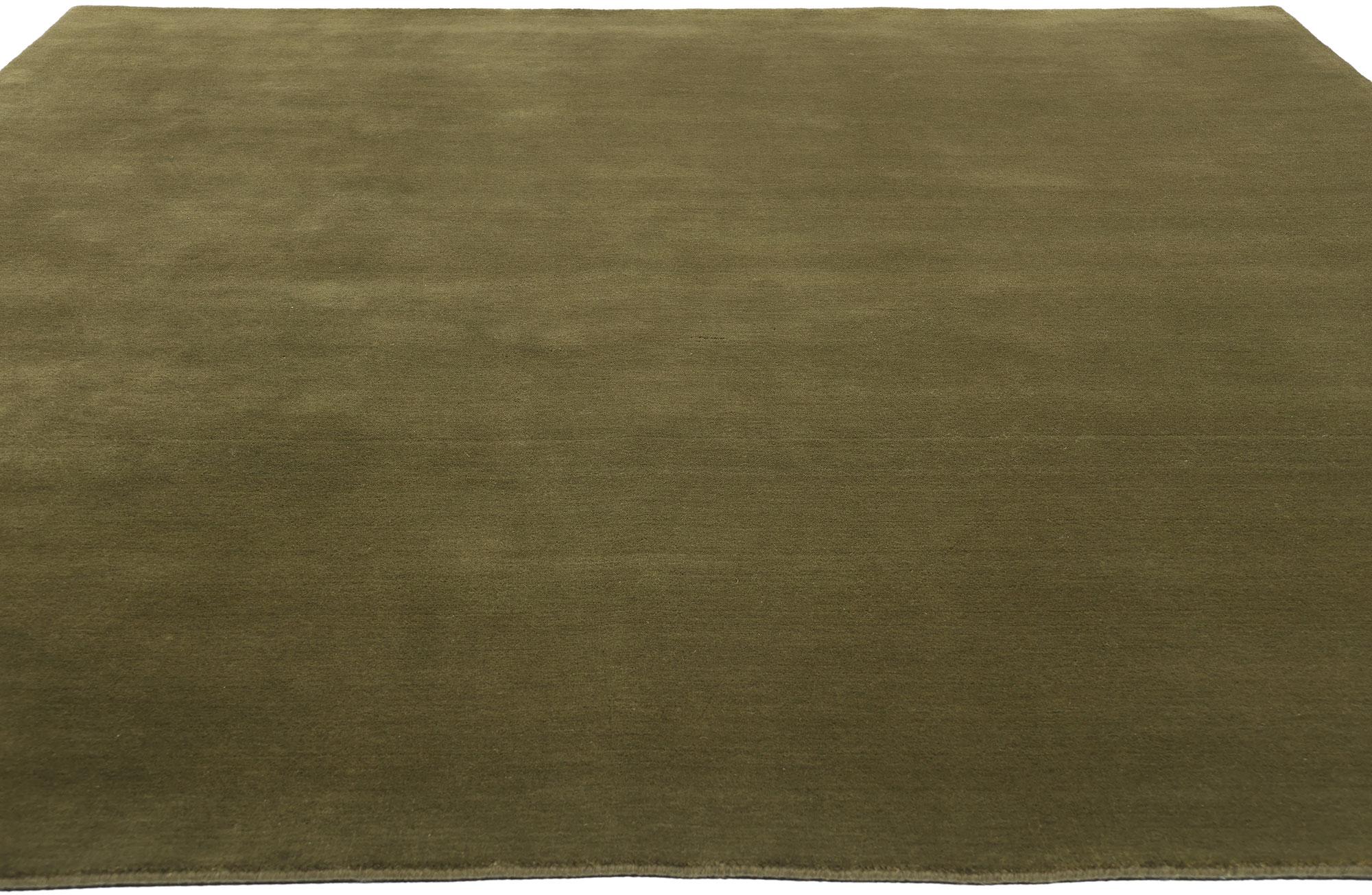 Nueva Alfombra Contemporánea de Lana Biofílica Verde Oliva Musgo Moderno en venta