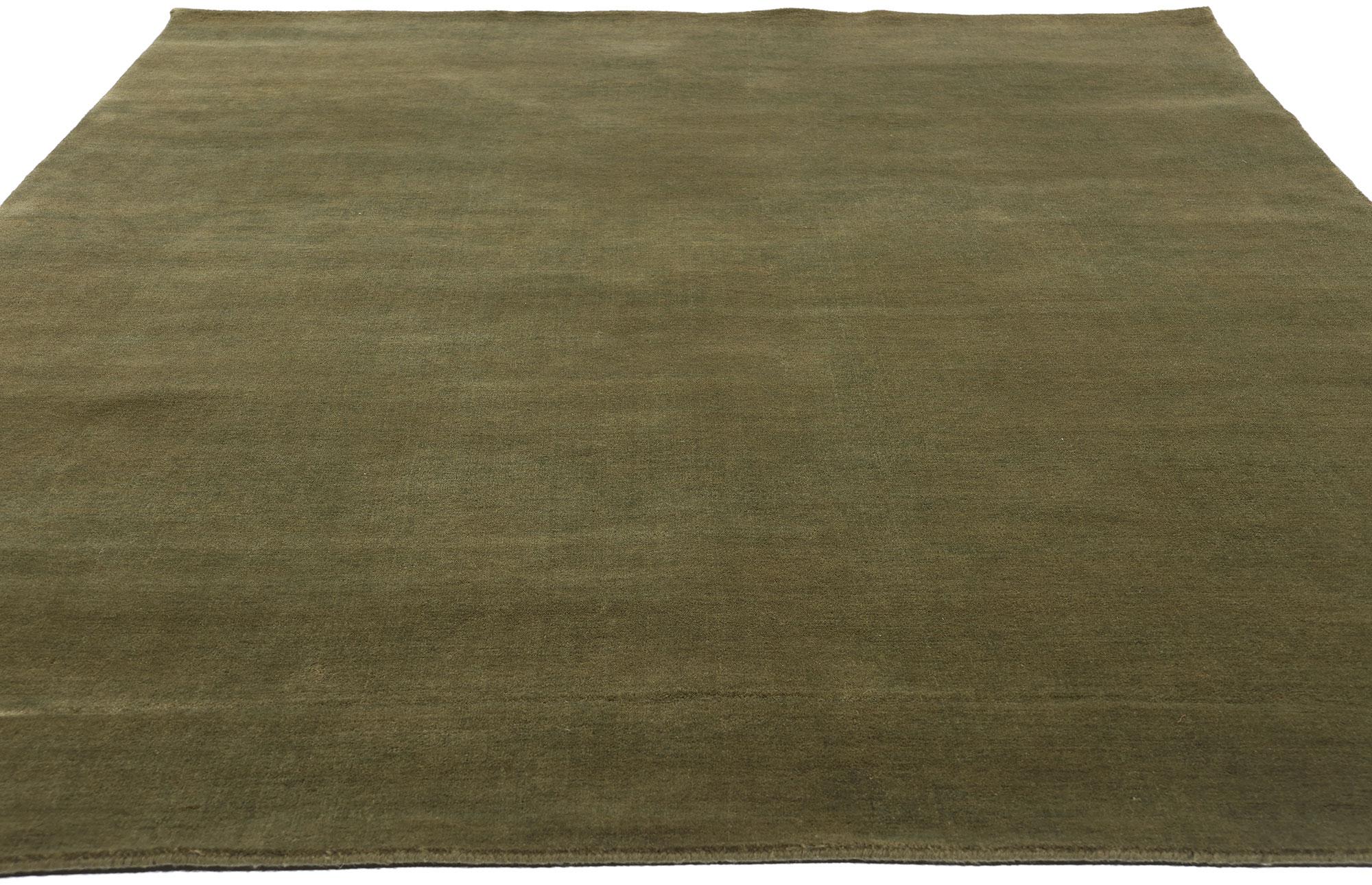Nueva Alfombra Contemporánea de Lana Biofílica Verde Oliva Musgo Moderno en venta