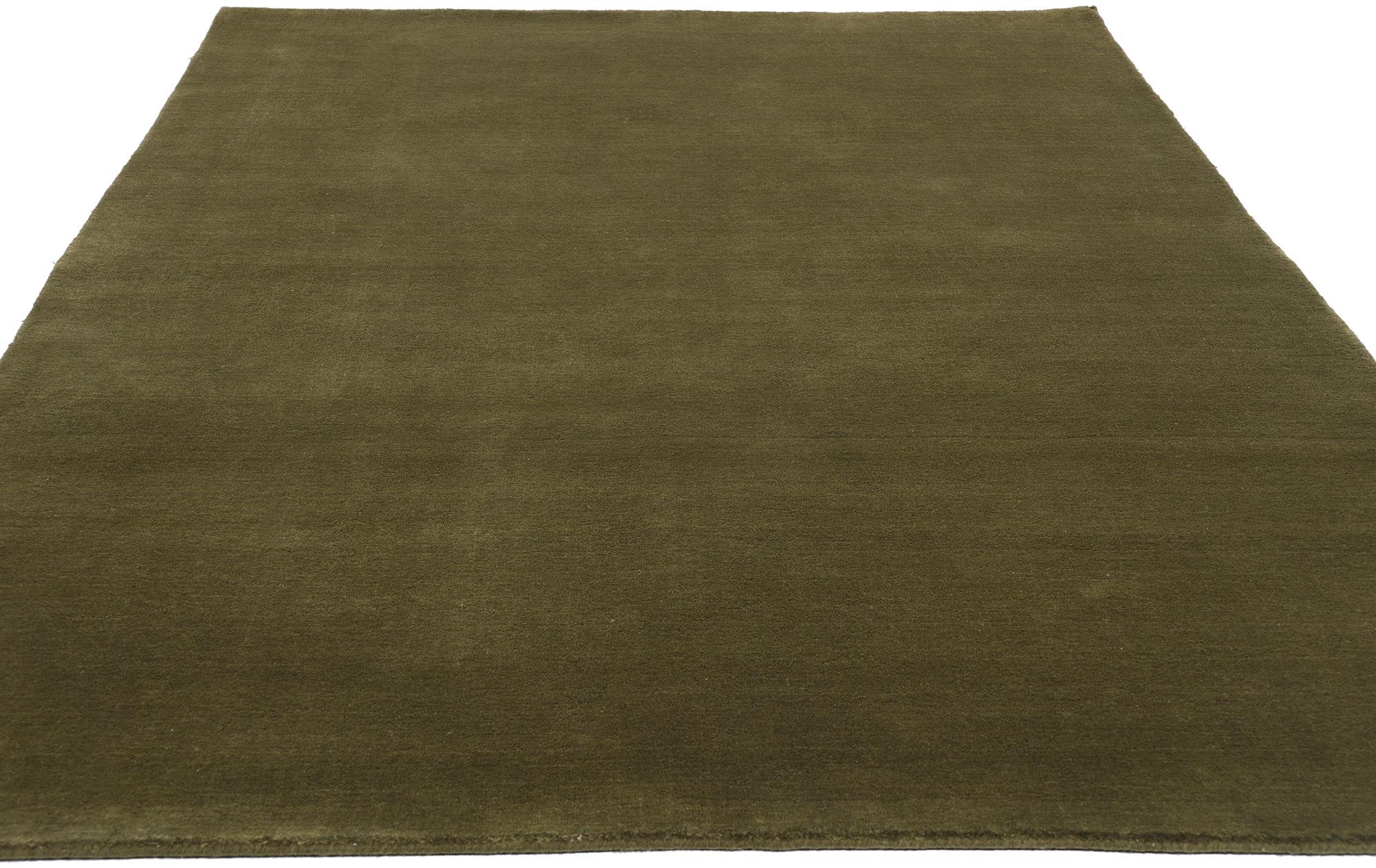 Moderno New Moss-Olive Green Tappeto di lana biofilico contemporaneo in vendita