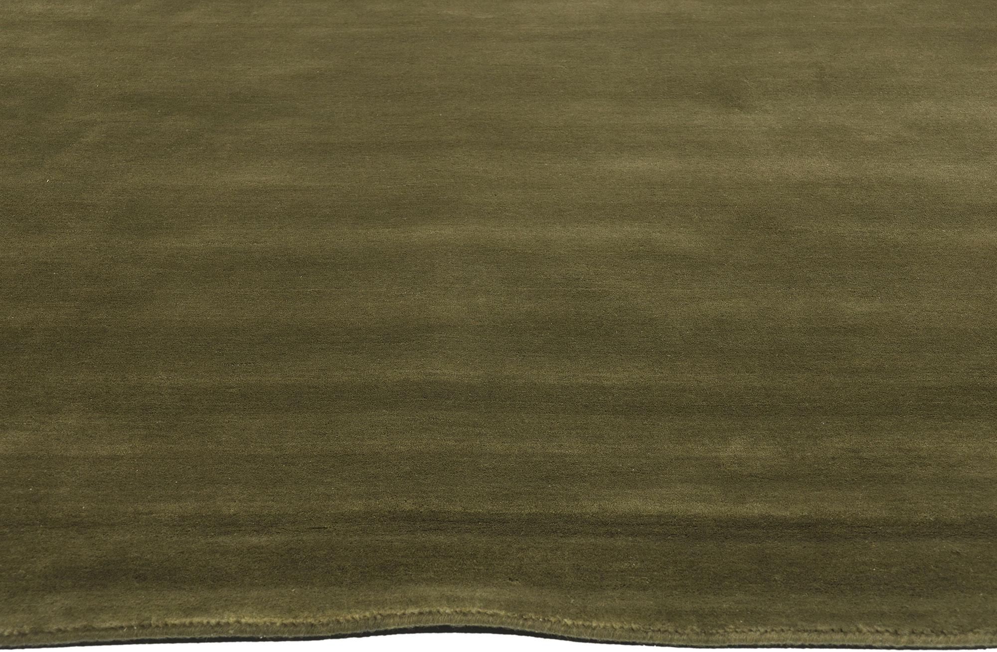 Nueva Alfombra Contemporánea de Lana Biofílica Verde Oliva Musgo Indio en venta