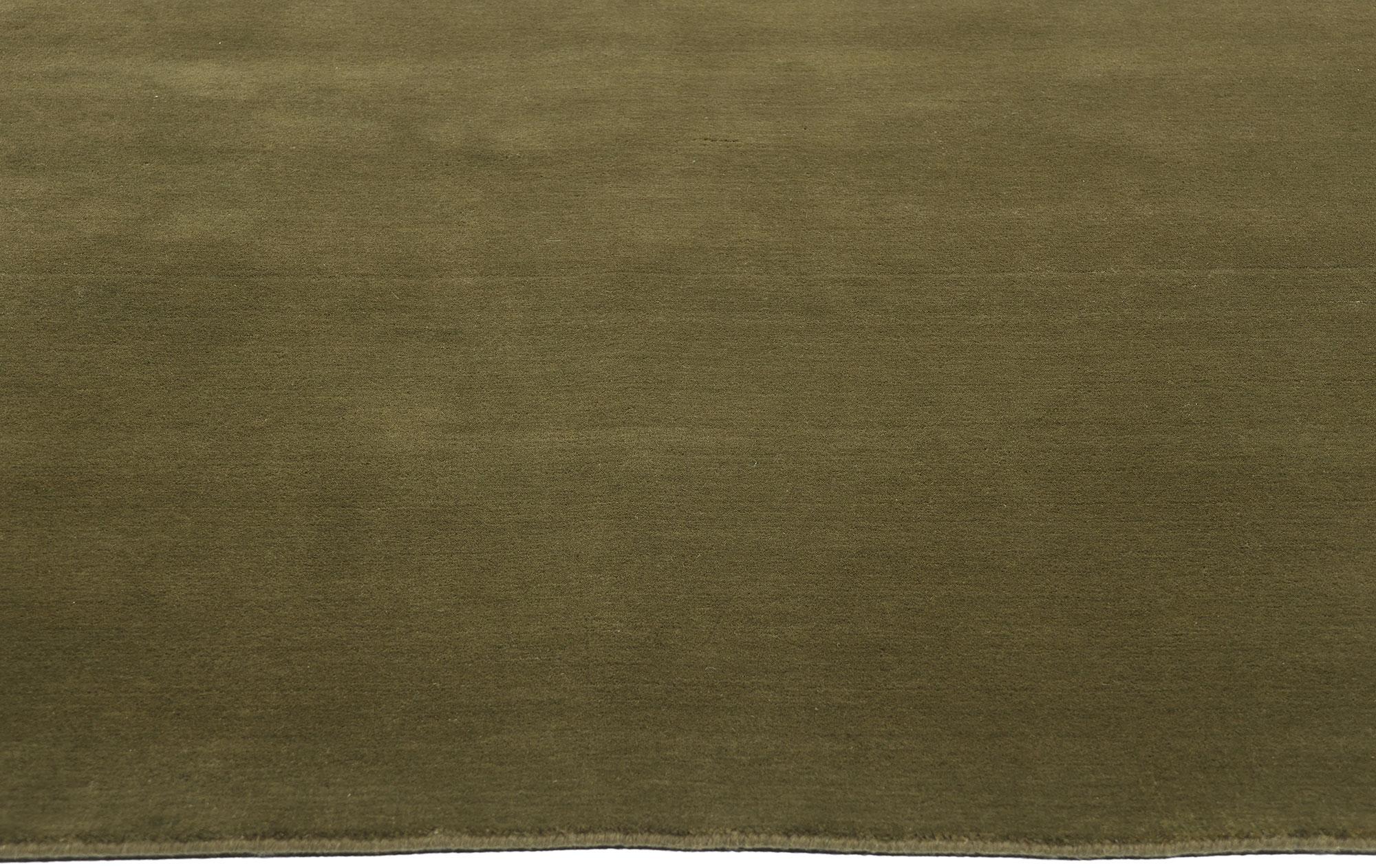 Nueva Alfombra Contemporánea de Lana Biofílica Verde Oliva Musgo Indio en venta