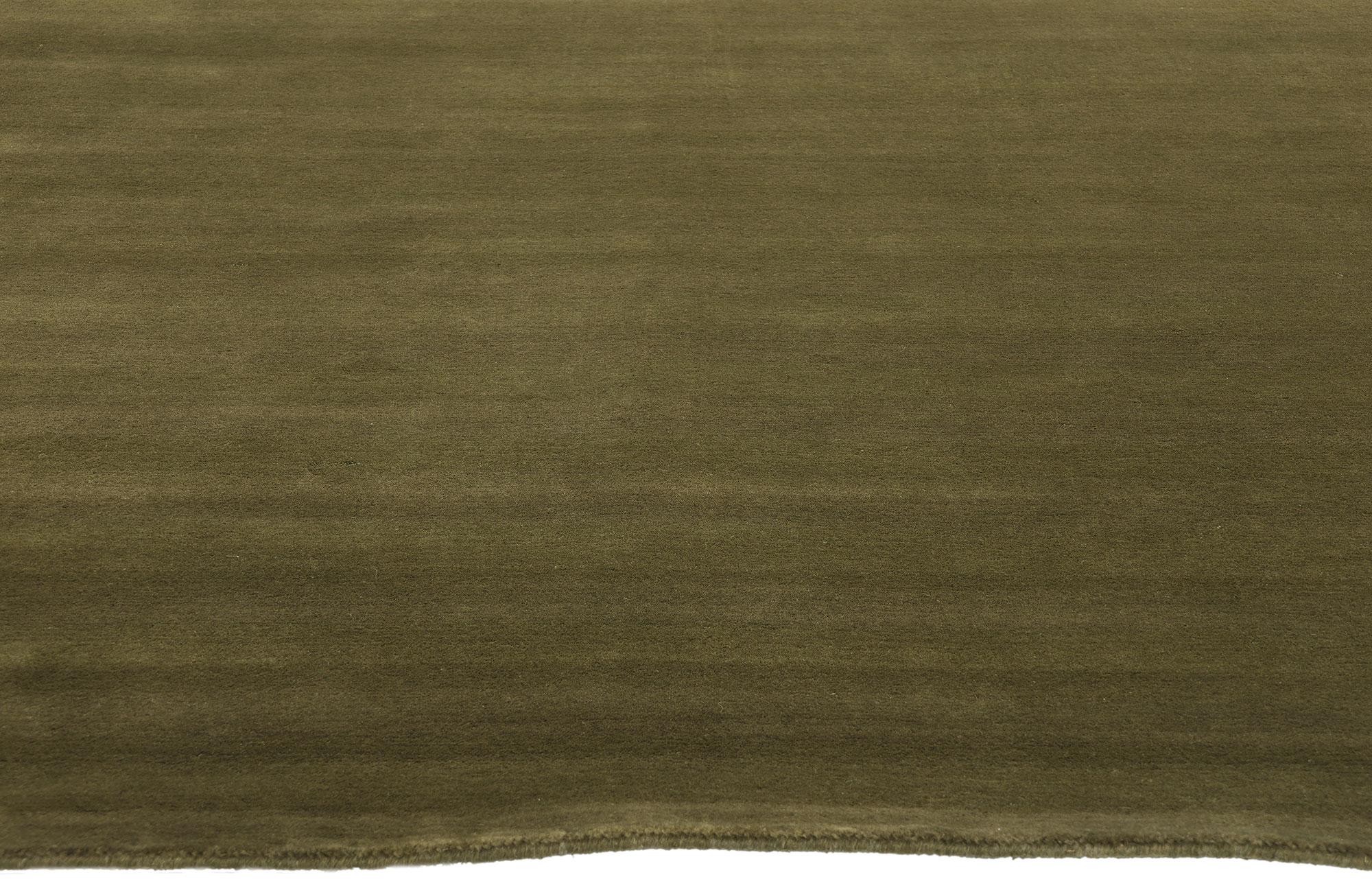 Indiano New Moss-Olive Green Tappeto di lana biofilico contemporaneo in vendita