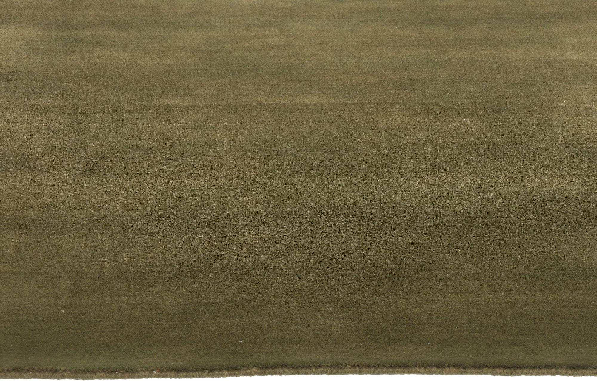 Indien New Moss-Olive Green Contemporary Biophilic Wool Rug (tapis de laine biophilique contemporain) en vente