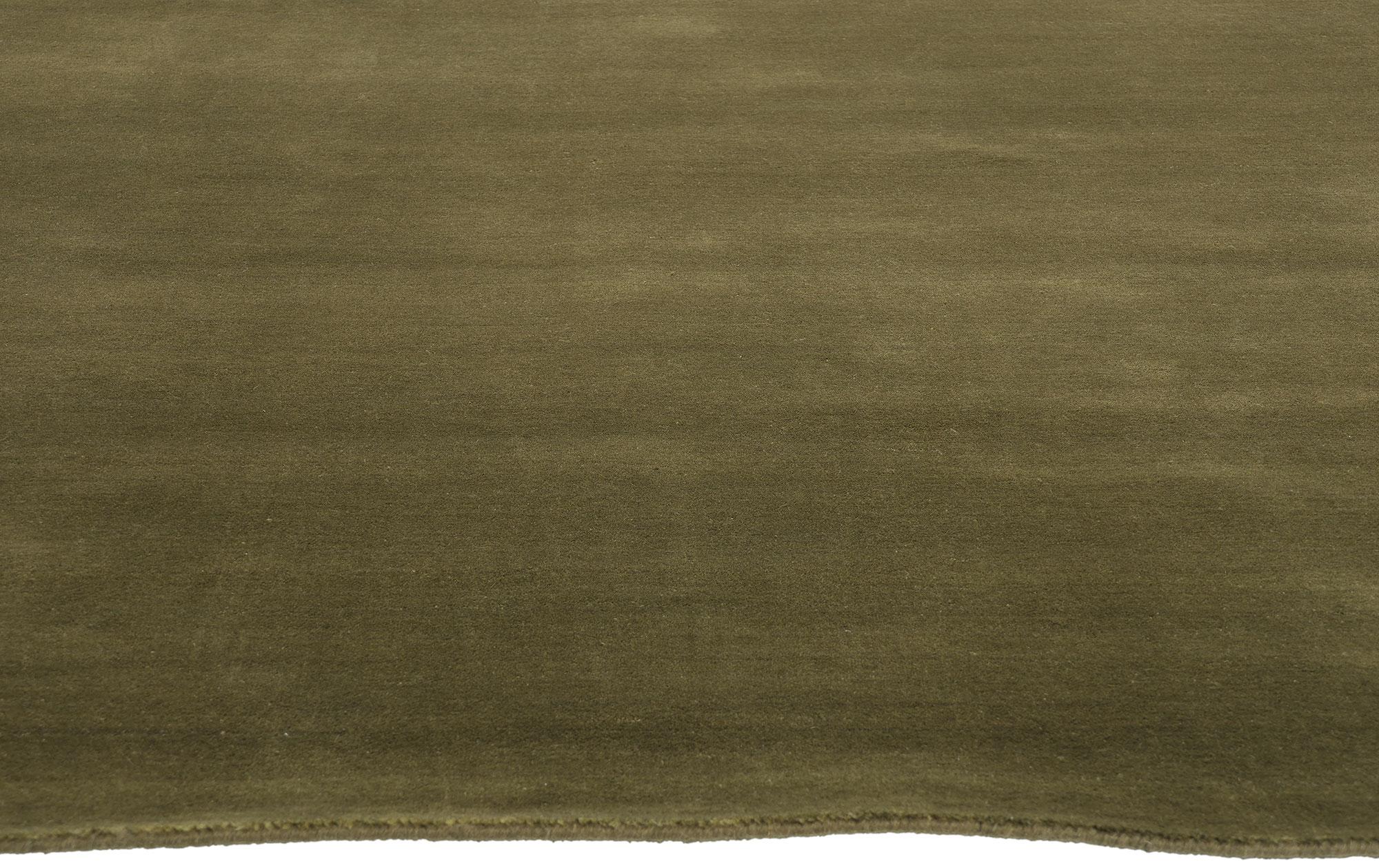 Indien New Moss-Olive Green Contemporary Biophilic Wool Rug (tapis de laine biophilique contemporain) en vente