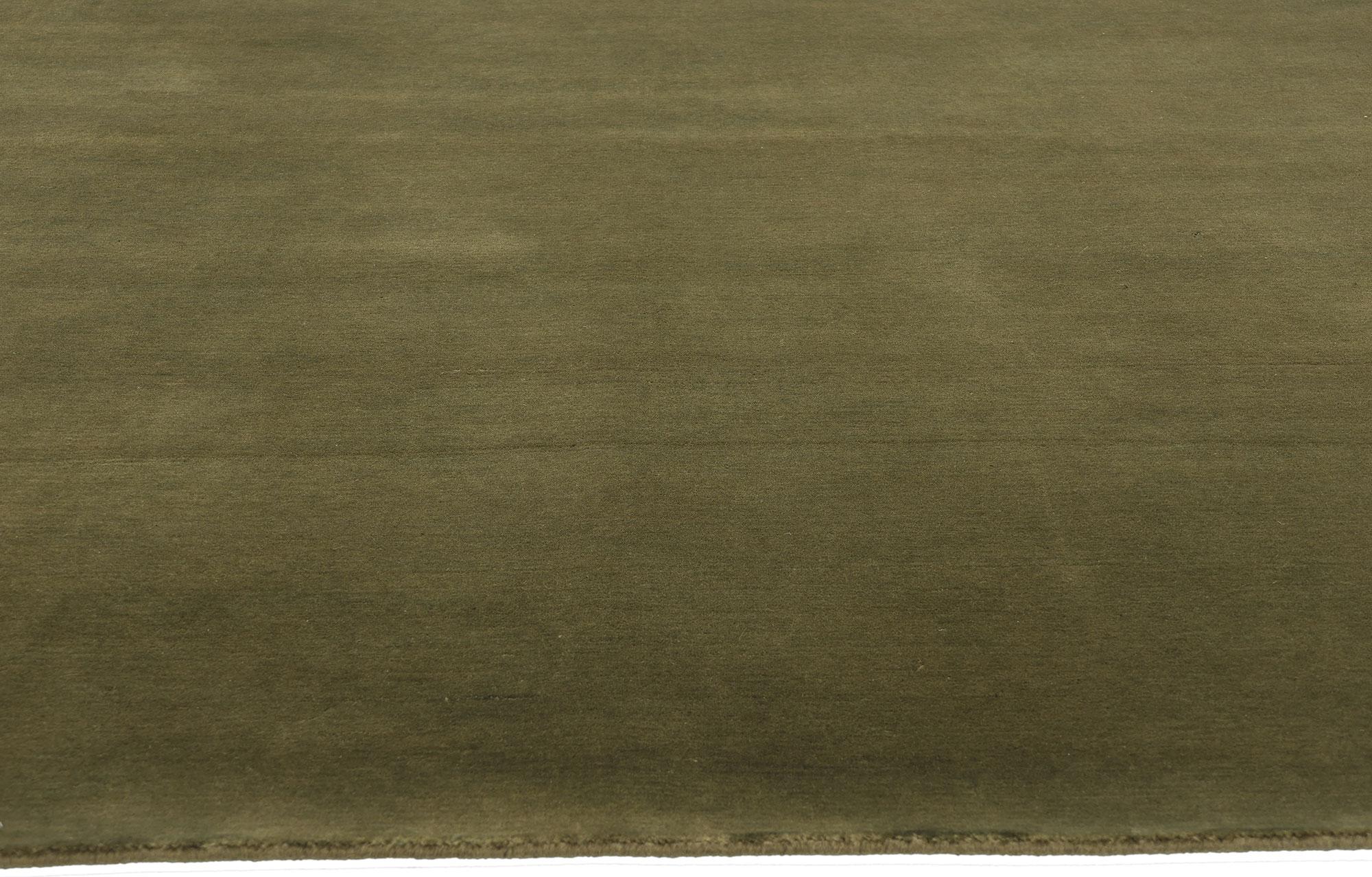 Indien New Moss-Olive Green Contemporary Biophilic Wool Rug (tapis de laine biophilique contemporain) en vente