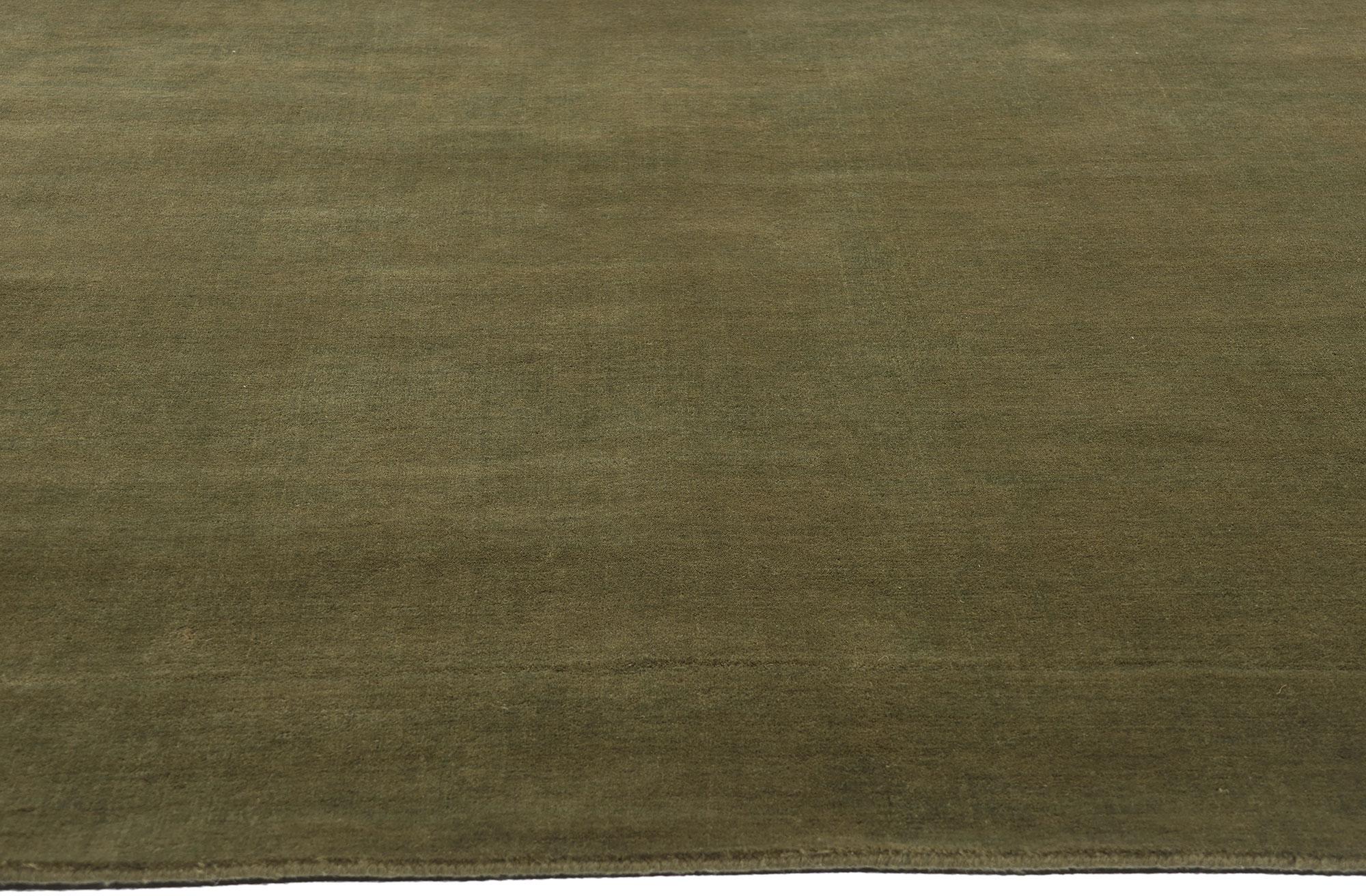 Nueva Alfombra Contemporánea de Lana Biofílica Verde Oliva Musgo Indio en venta