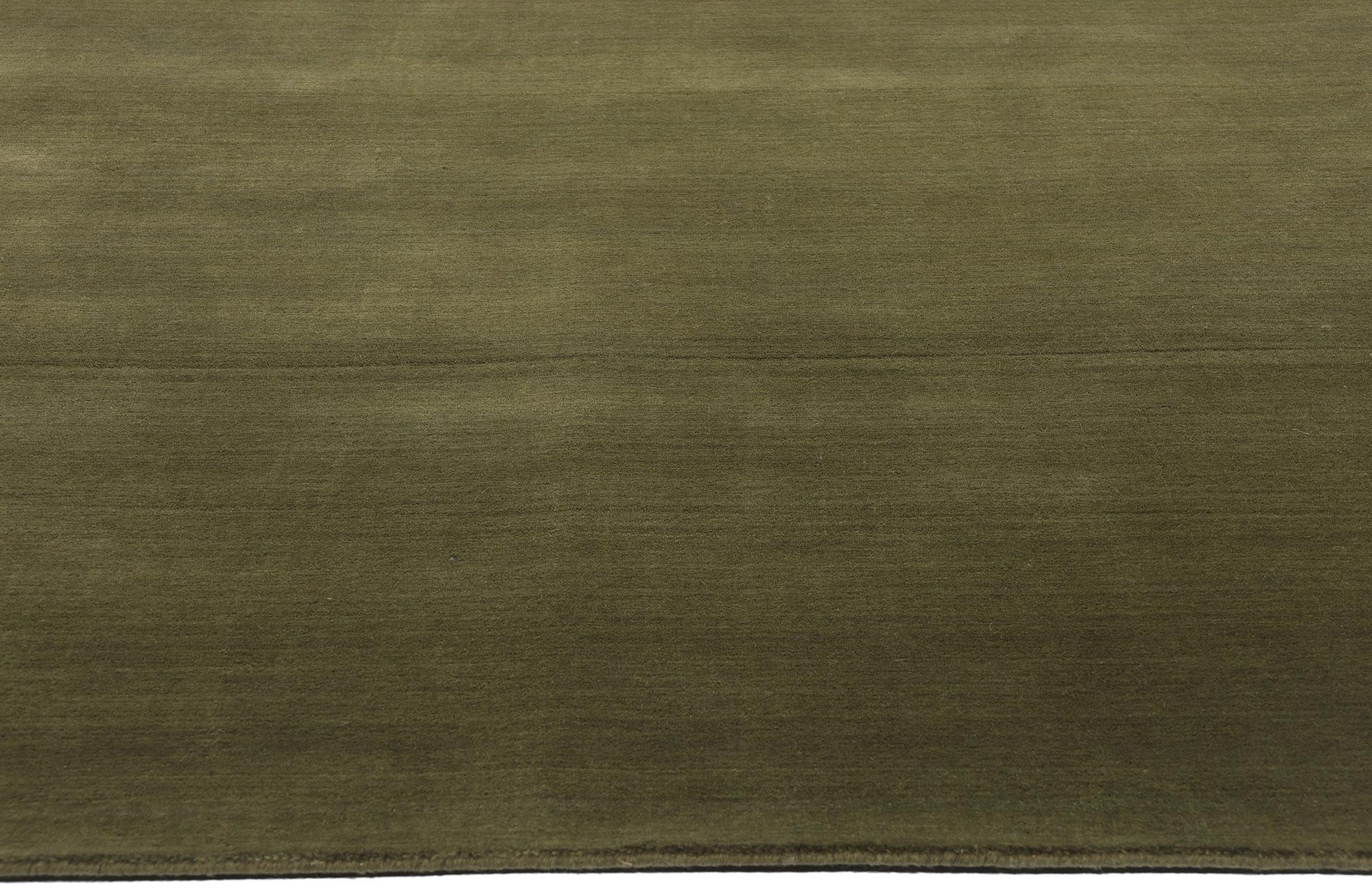 Indien New Moss-Olive Green Contemporary Biophilic Wool Rug (tapis de laine biophilique contemporain) en vente