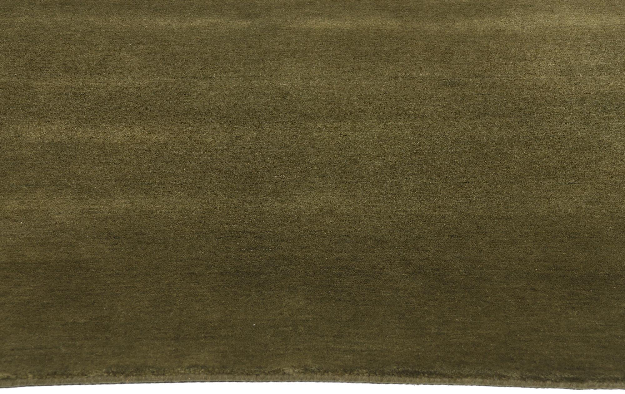 Neuer Moos-Olivgrüner Contemporary Biophilic Wool Rug (Indisch) im Angebot