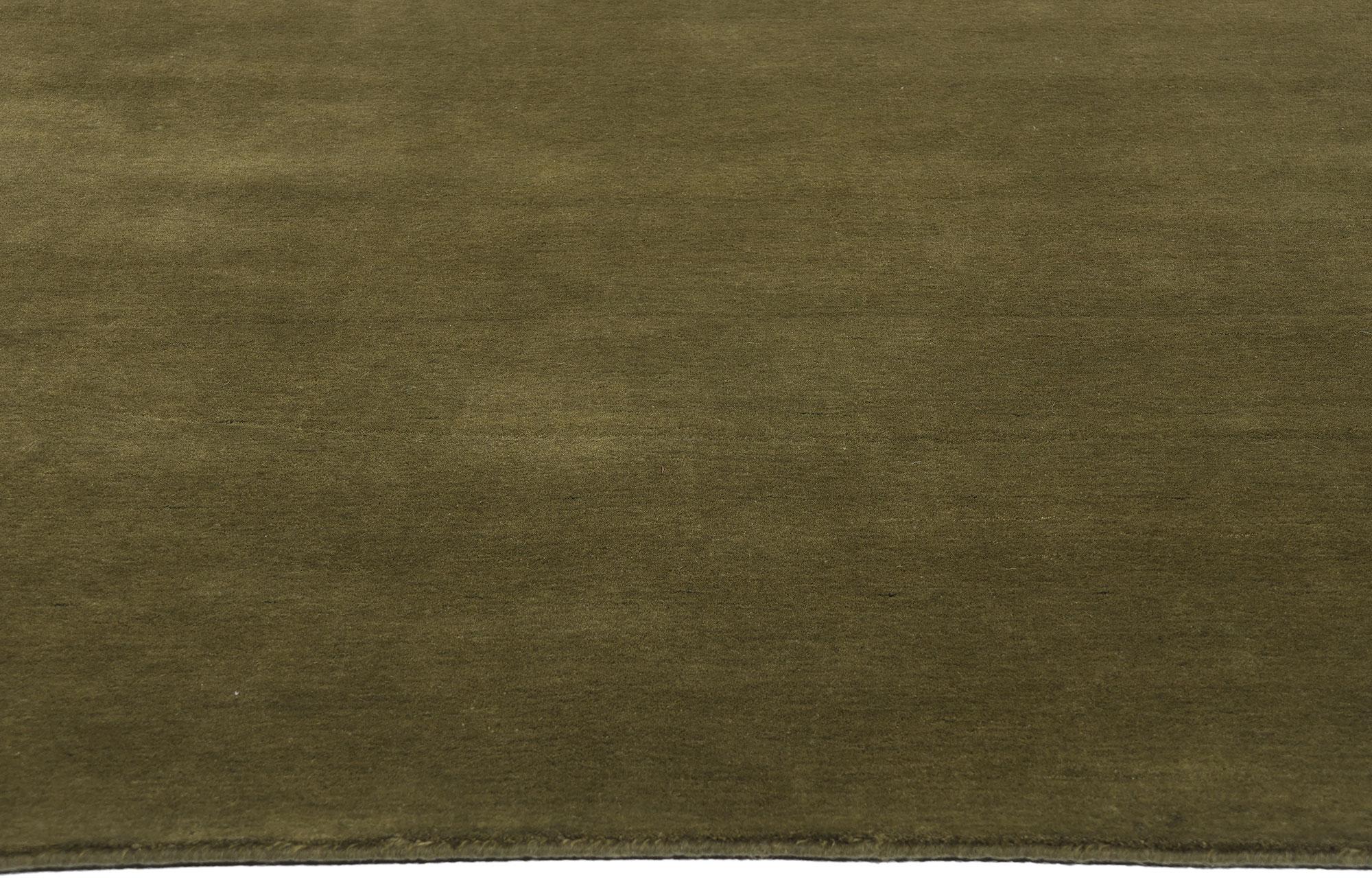 Neuer Moos-Olivgrüner Contemporary Biophilic Wool Rug (Indisch) im Angebot