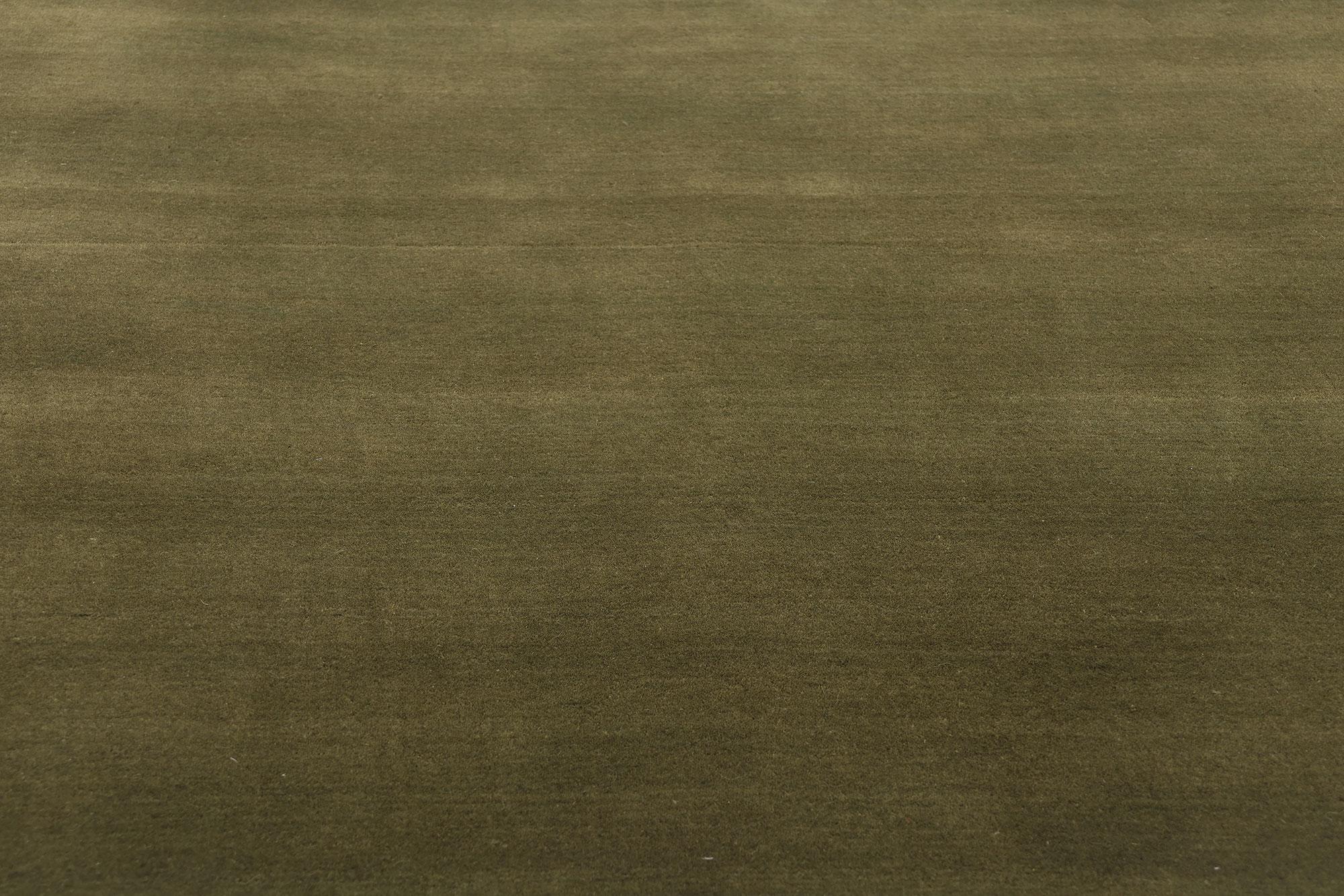 Noué à la main New Moss-Olive Green Contemporary Biophilic Wool Rug (tapis de laine biophilique contemporain) en vente