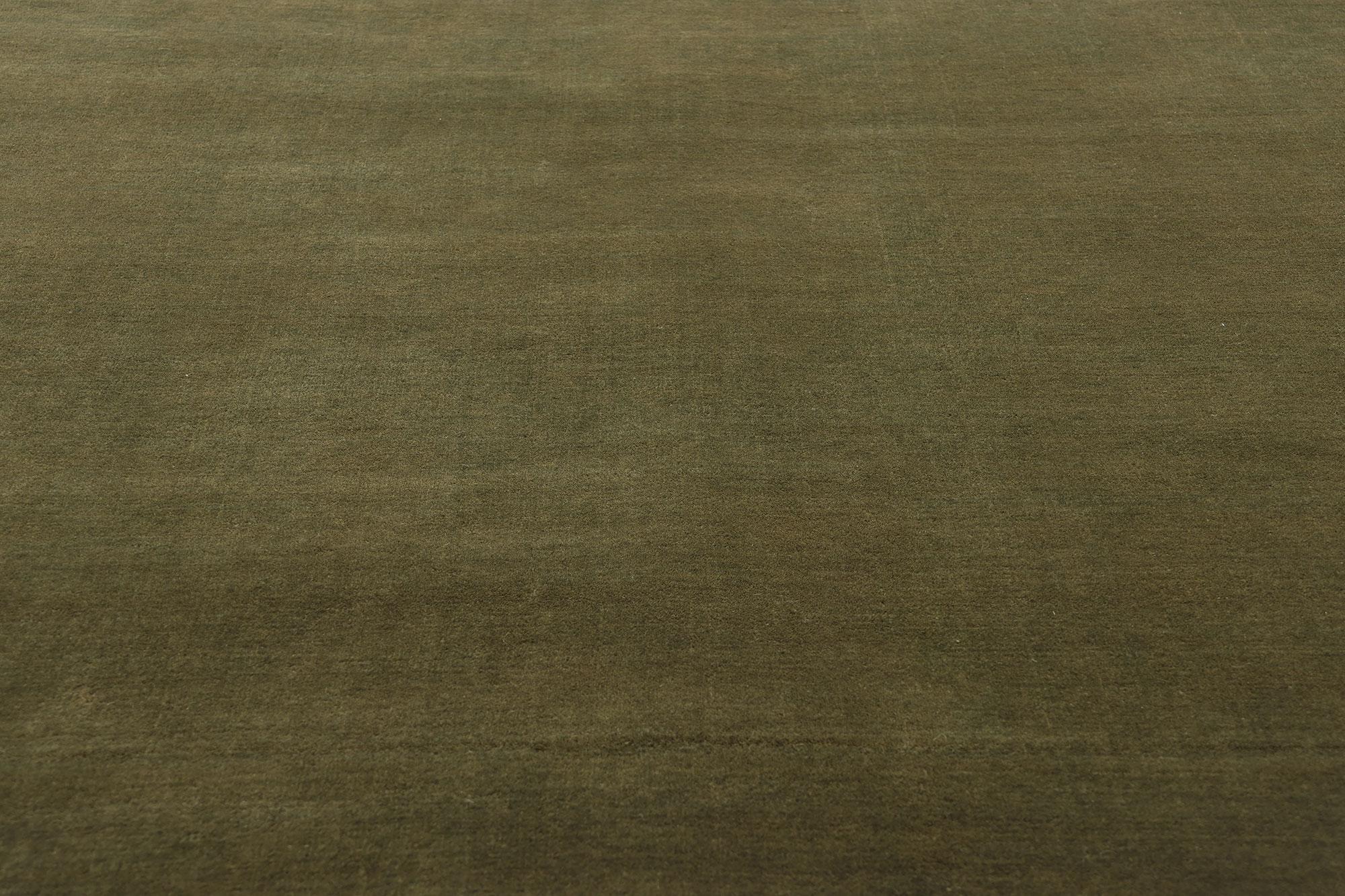 Nueva Alfombra Contemporánea de Lana Biofílica Verde Oliva Musgo Anudado a mano en venta
