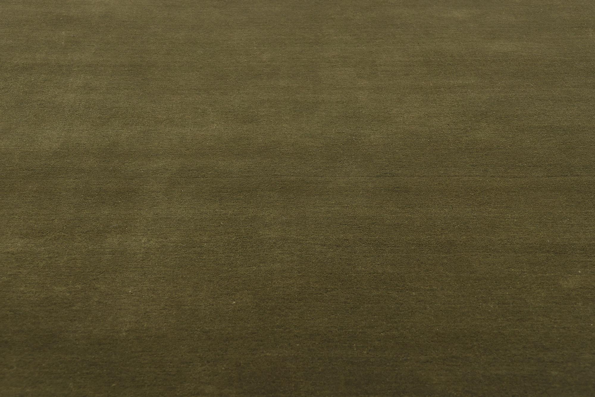 Hand-Knotted New Moss-Olive Green Contemporary Biophilic Wool Rug For Sale