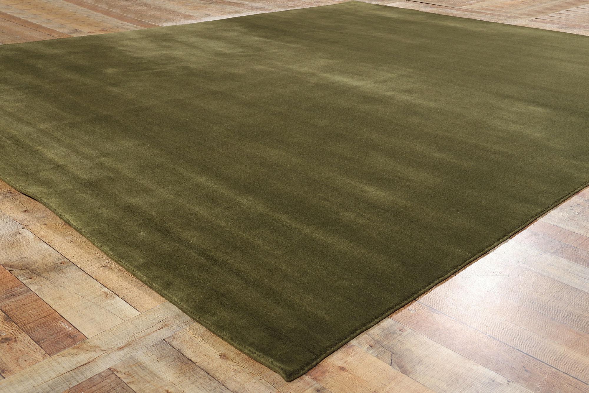 Nueva Alfombra Contemporánea de Lana Biofílica Verde Oliva Musgo Siglo XXI y contemporáneo en venta