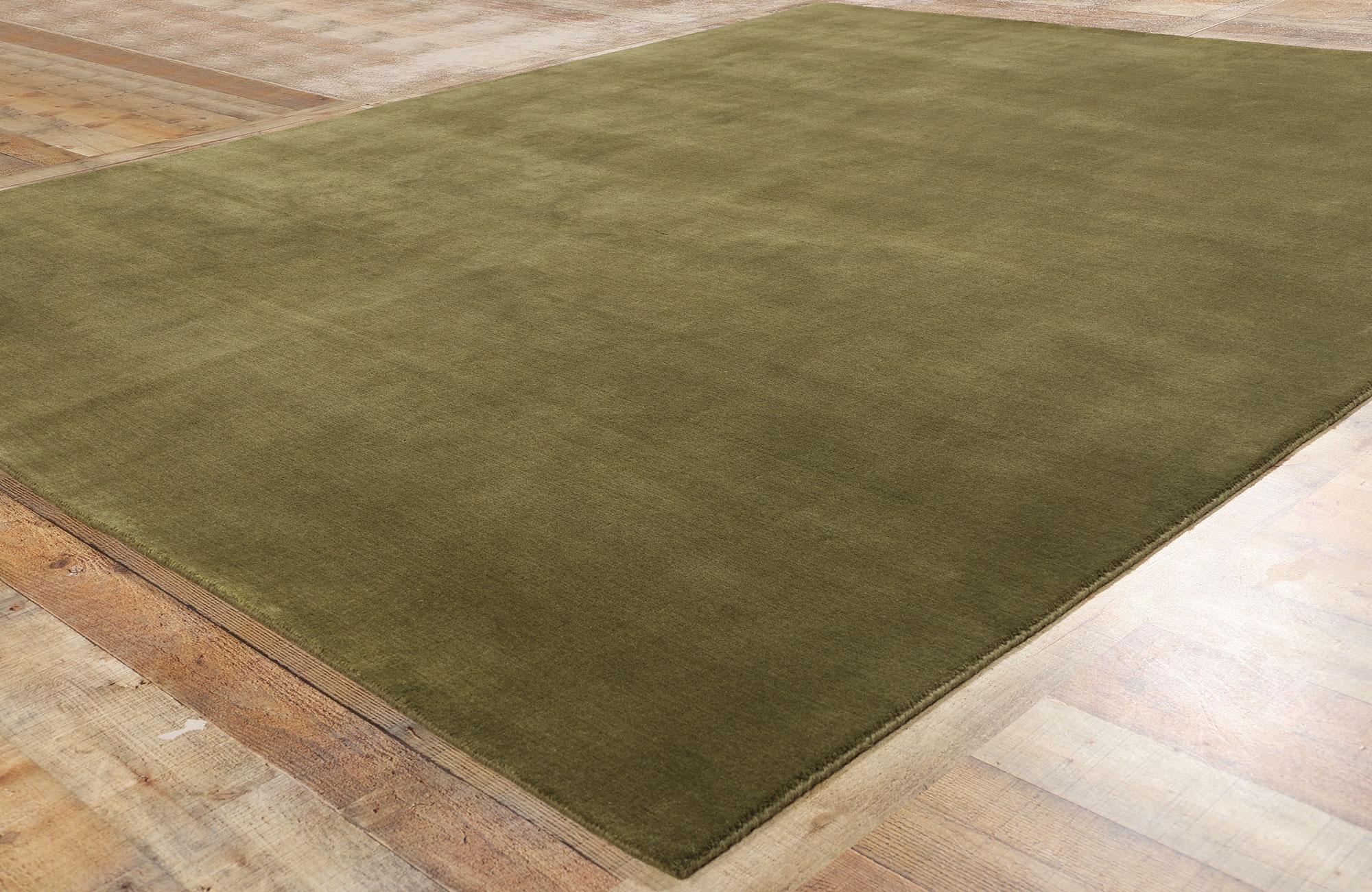Nueva Alfombra Contemporánea de Lana Biofílica Verde Oliva Musgo Siglo XXI y contemporáneo en venta